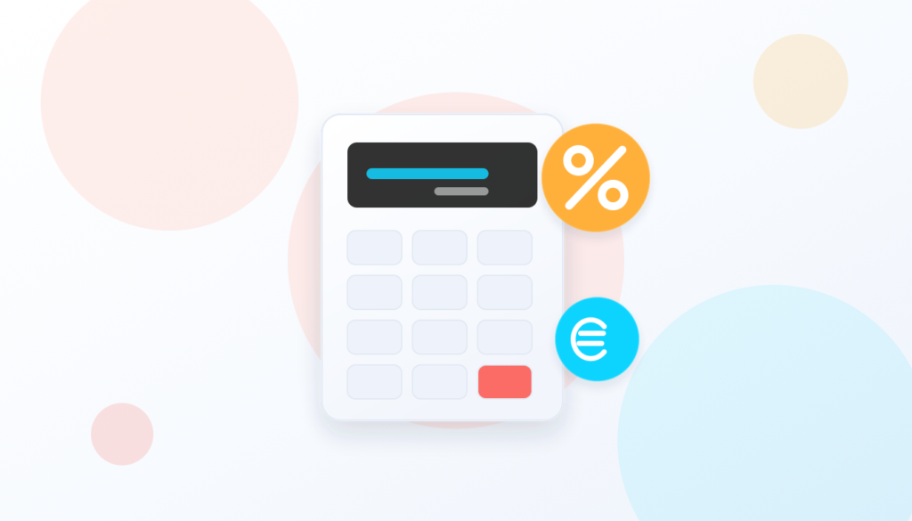 Calculator with a percent and euro symbol