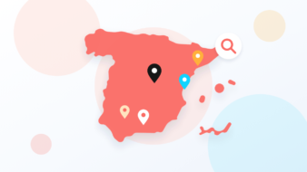 Map of Spain with location pins on major cities